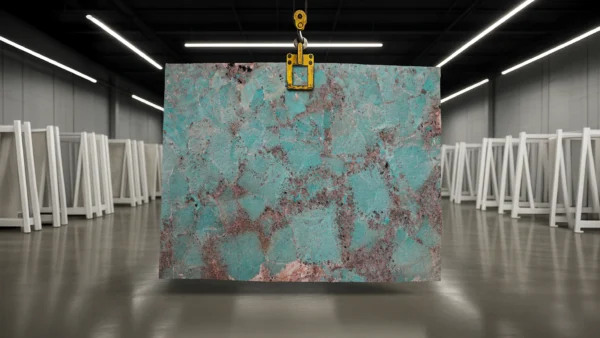 Amazonite quartzite stone slab