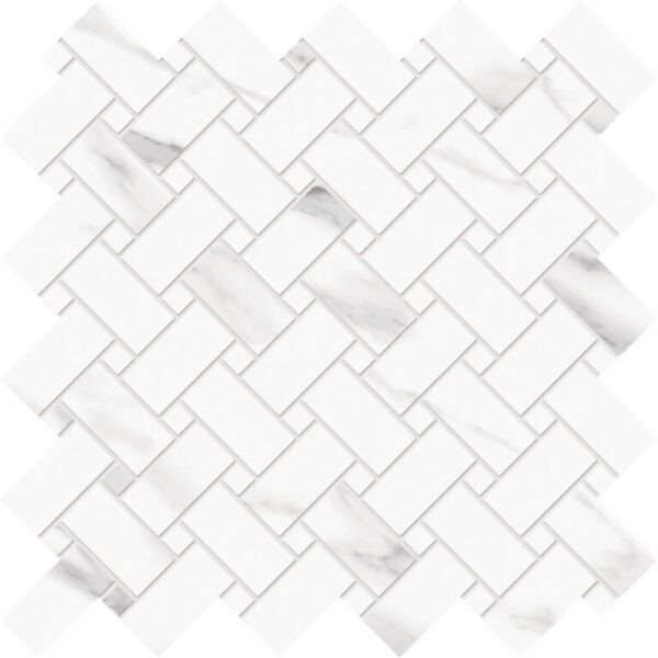 Statuario Michelangelo Pol Intreci Basketweave 12×12 Porcelain Tile