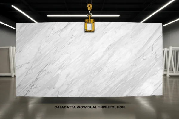 Calacatta Wow marble dual finish polish and honed
