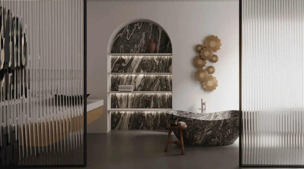 Perfect Trio: Cipollino Ondulato, Nero, and Verde Marble